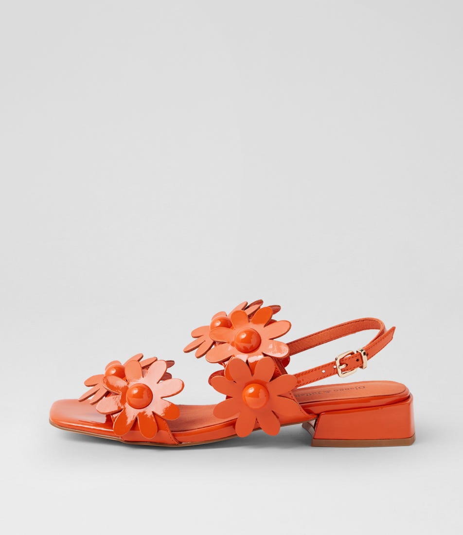 Pellas Orange Patent Leather Sandals