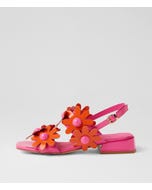 Pellas Pink Orange Patent Leather Sandals