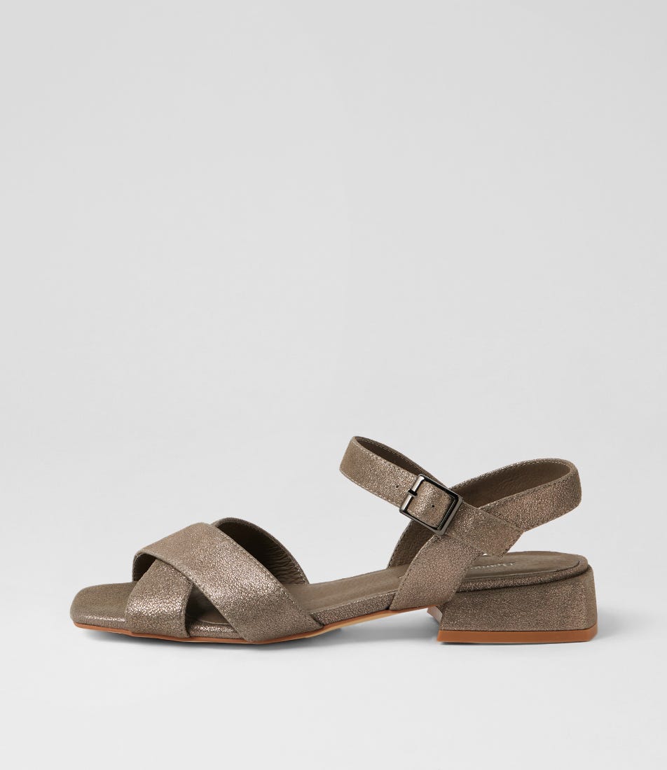 Paavani Pewter Shimmer Leather Sandals