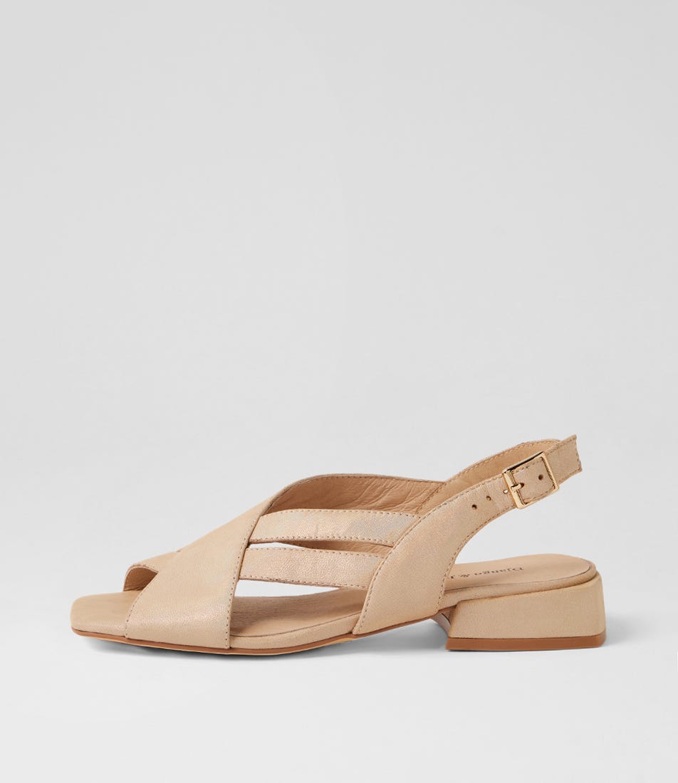 Picabo Champagne Shimmer Leather Sandals
