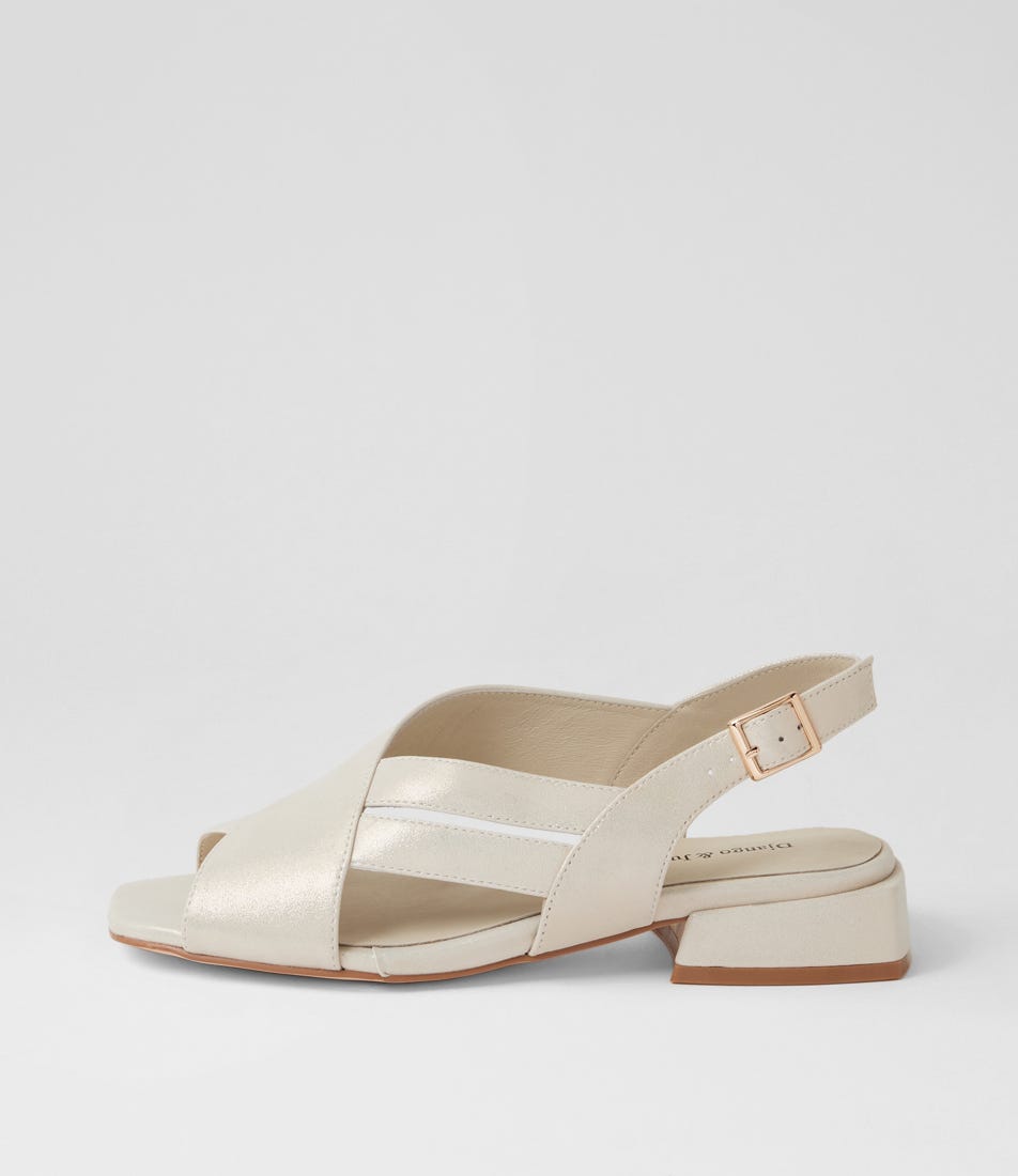 Picabo Ivory Shimmer Leather Sandals