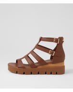 Rosio New Cognac Natural Leather Heeled Sandals