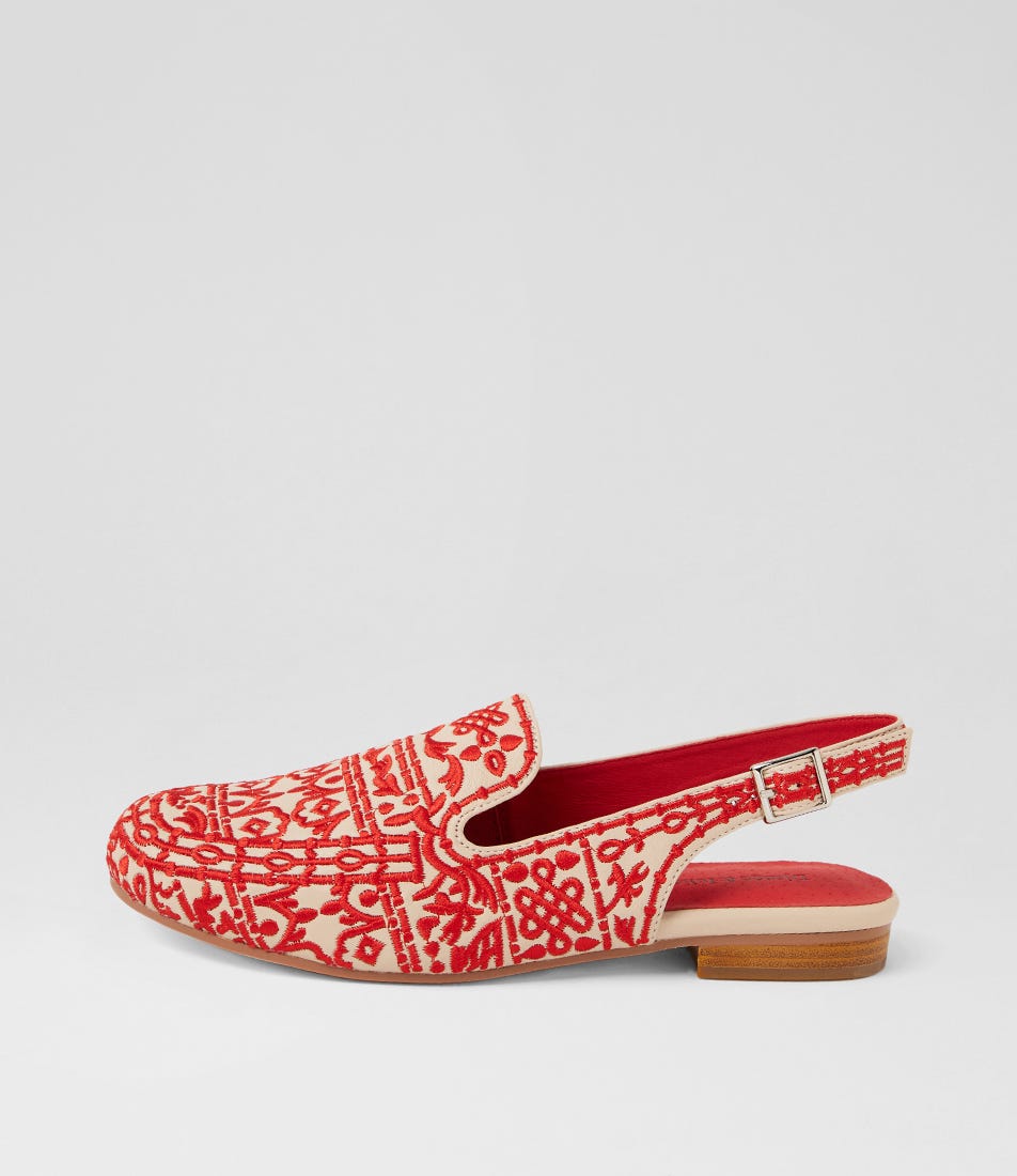 Randies Vanilla Red Multi Flat Shoes