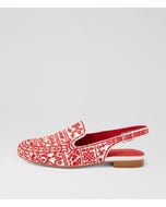 Randies White Red Multi Slingbacks