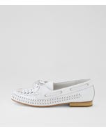 Raella White Leather Loafers