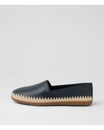 Reyba Navy Natural Leather Raffia Espadrilles