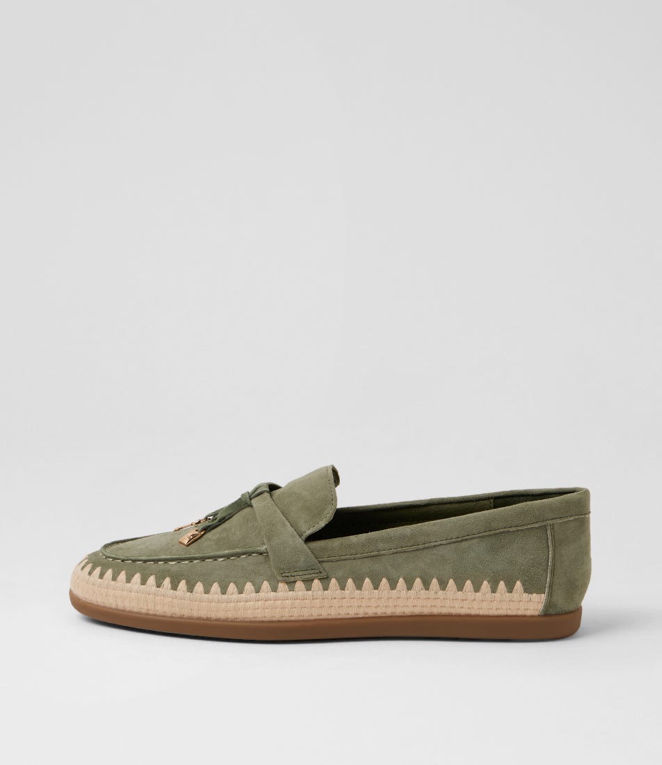 Rustie Khaki Natural Suede Loafers
