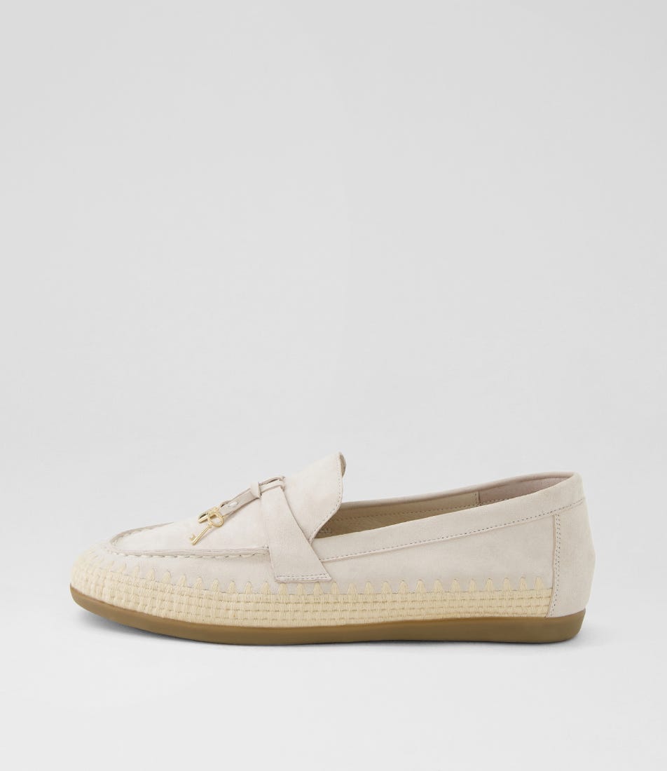 Rustie Beige Natural Suede Loafers