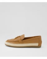 Rustie Dark Tan Natural Leather Raffia Loafers