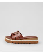 Scoop Walnut Leather Slides
