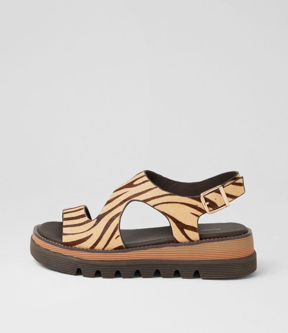 Satsuki Camel Choc Zebra Pony Sandals