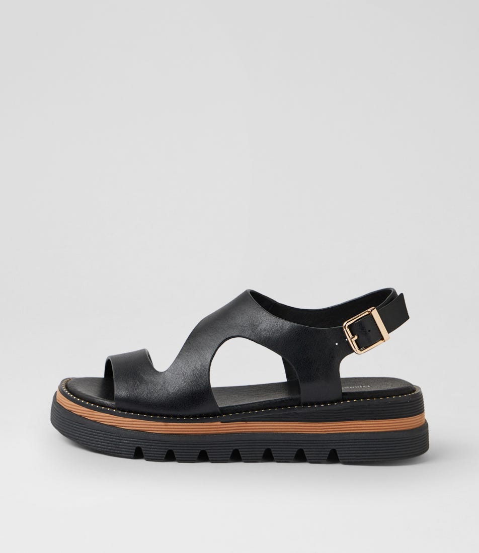 Satsuki Black Leather Sandals