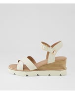 Sirrah Off White Natural Veneer Leather Sandals