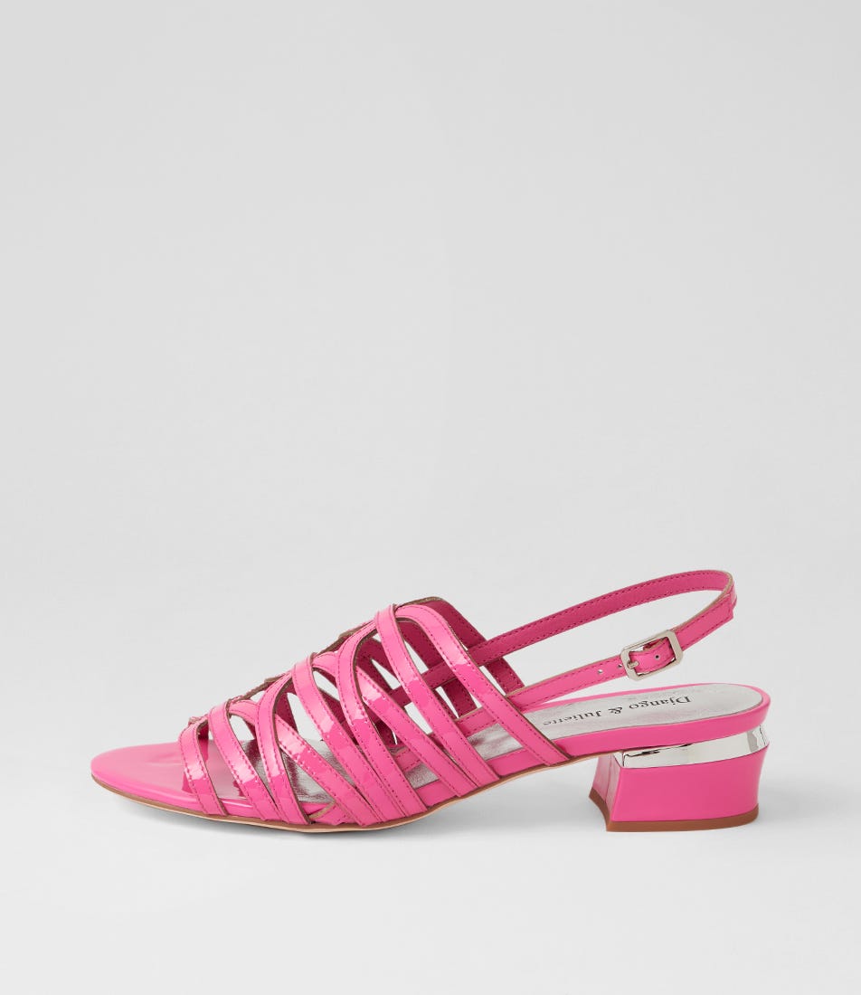 Tannaz Hot Pink Patent Leather Slingbacks