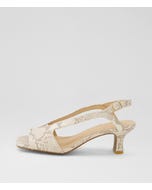 Unker Ivory Taupe Snake Leather Sandals