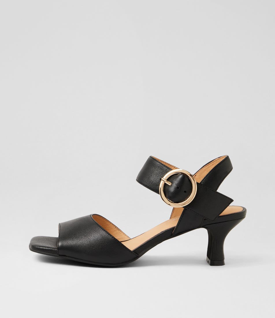 Uppy Black Leather Sandals