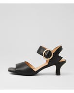 Uppy Black Leather Sandals