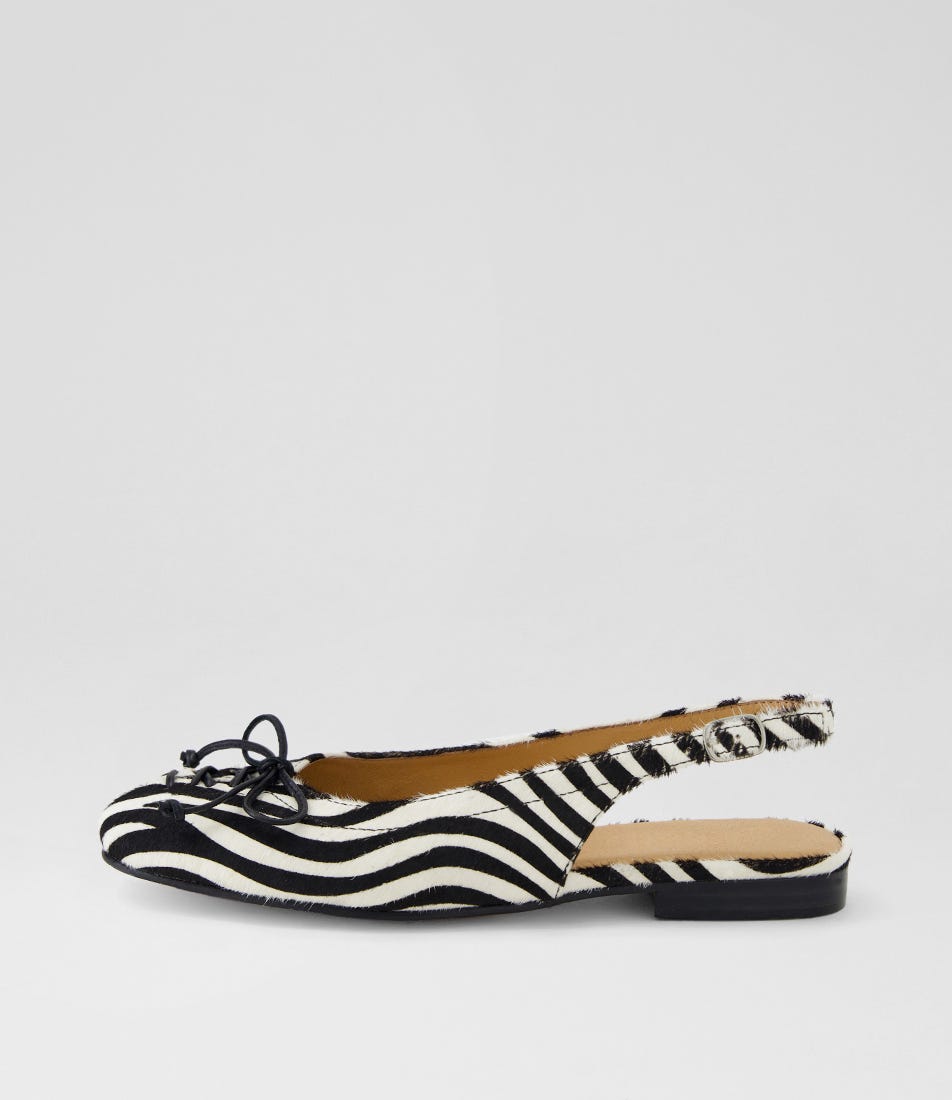 Uriaa Black White Zebra Pony Slingbacks