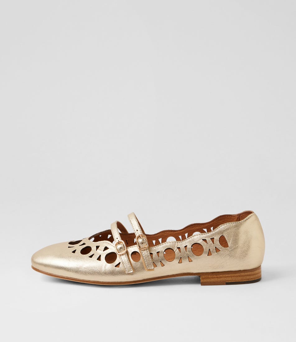 Unagh Gold Leather Ballet Flats
