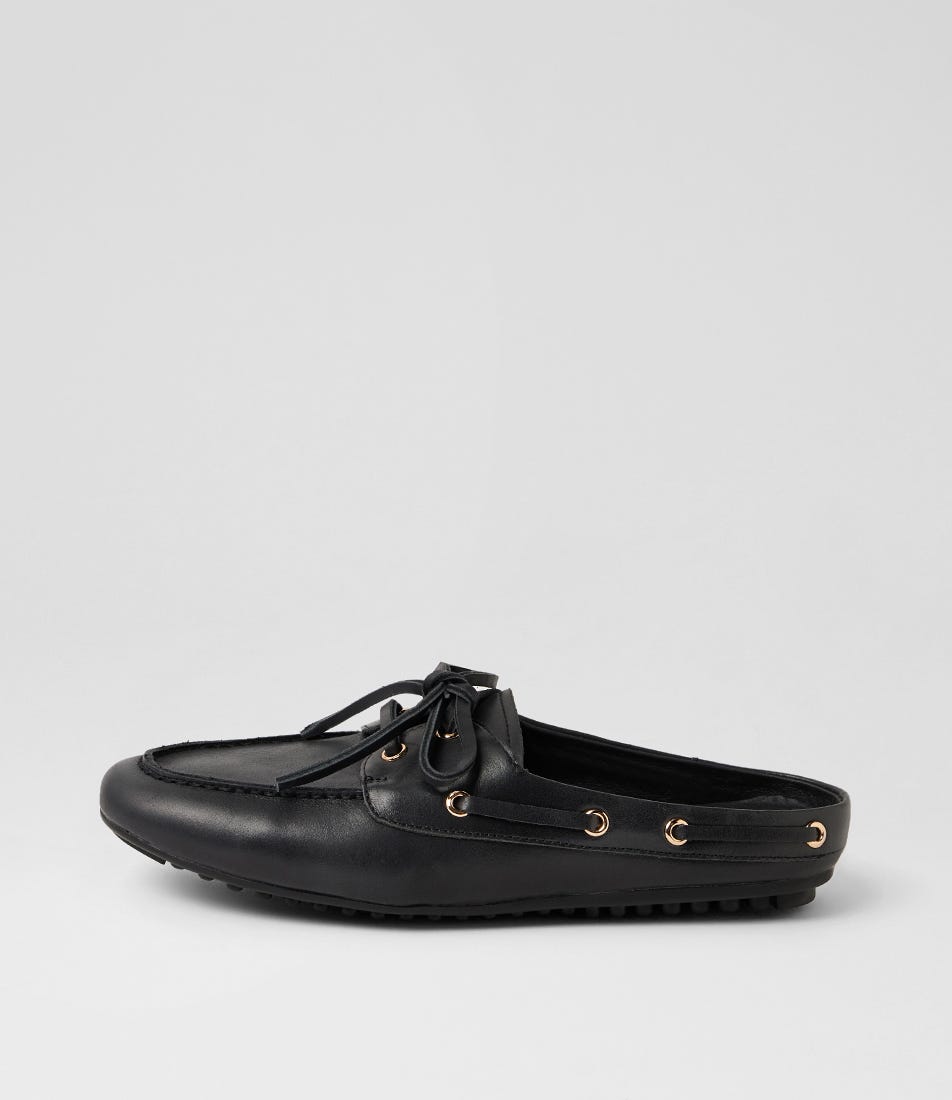 Vevay Black Leather Boat Shoes