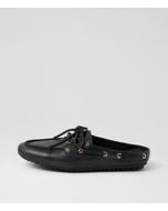 Vevay Black Leather Boat Shoes