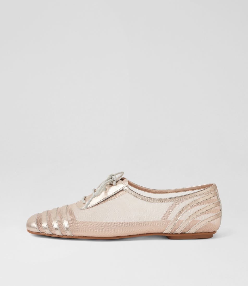 Vyolet Platino Mesh Lace Up Flats