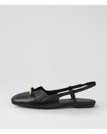 Valyn Black Leather Slingbacks