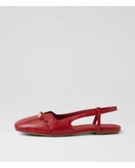 Valyn Dark Red Leather Flat Slingbacks