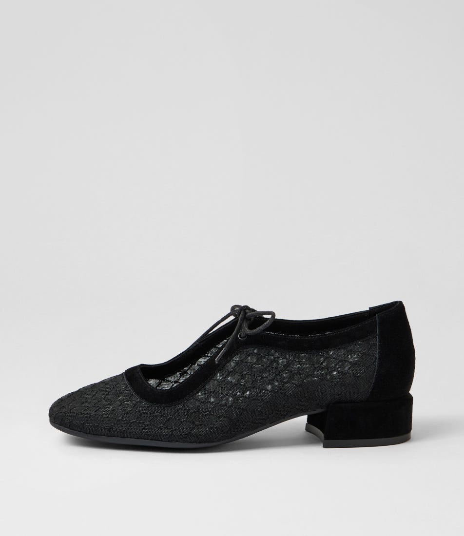 Violeine Black Suede Mix Mary Jane Heels