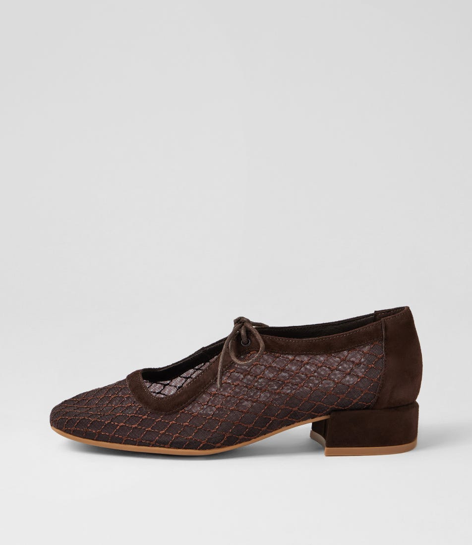 Violeine Choc Suede Mix Mary Jane Heels