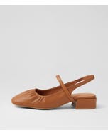 Varka Dark Tan Leather Slingbacks