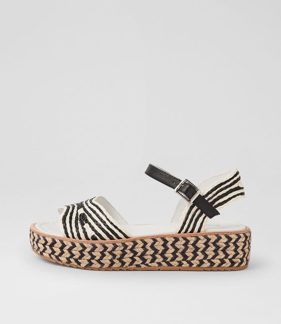 Valeda Black Ivory Raffia Sandals