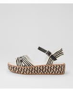 Valeda Black Ivory Raffia Platform Sandals