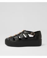 Winifrid Black Leather Flat Shoes