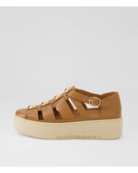 Winifrid Dark Tan Camel Leather Flatform