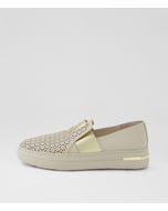 Wilida Almond Gold Leather Elastic Sneakers