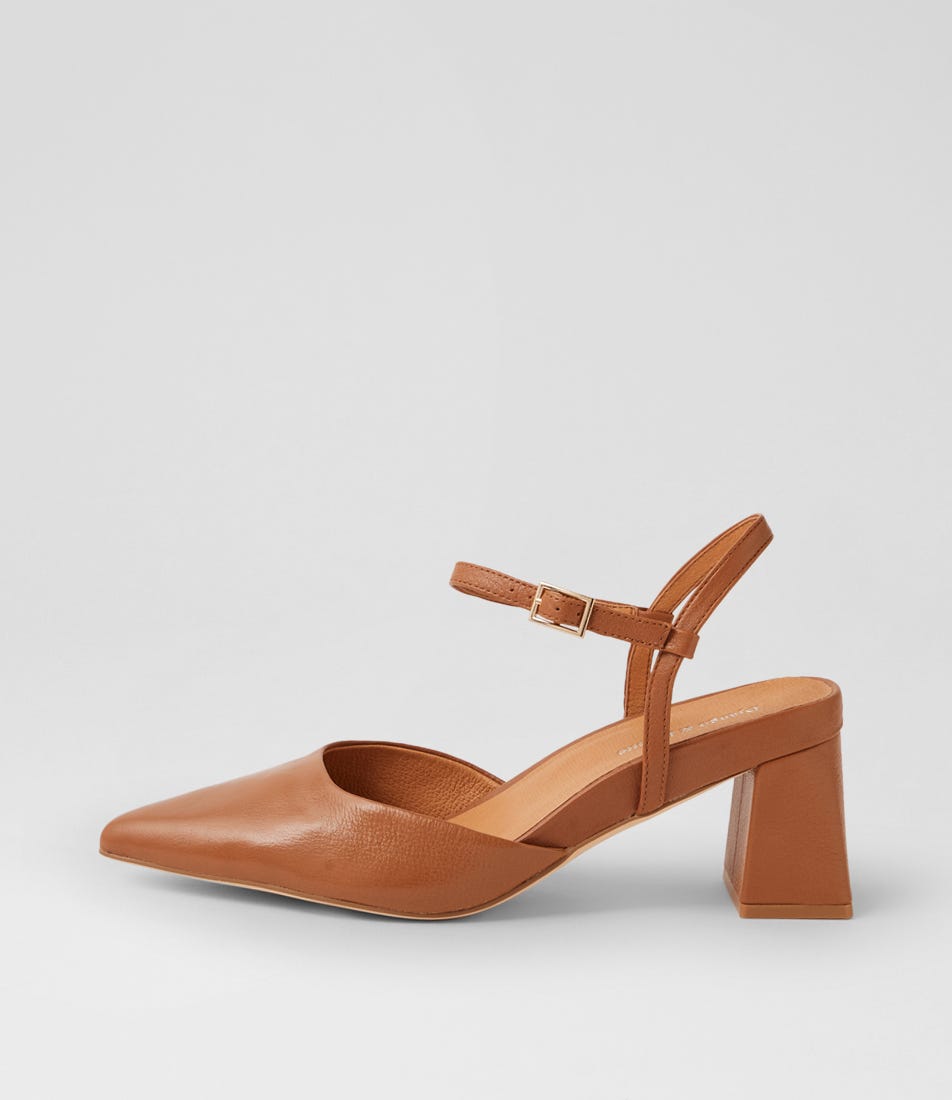 Wellas Dark Tan Leather Heels