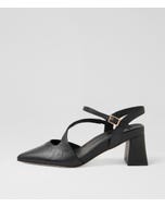 Wryn Black Leather Heels
