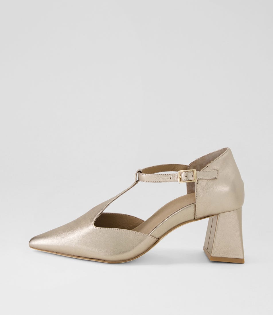 Weslia Champagne Leather Heels