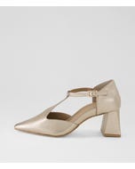 Weslia Champagne Leather Heels