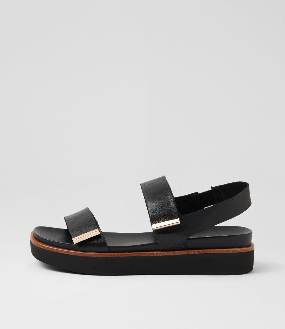 Zyna Black Leather Sandals