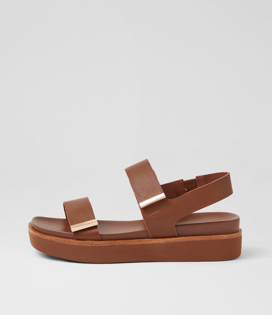 Zyna New Cognac Leather Sandals