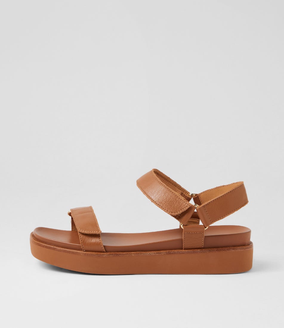 Zilla Dark Tan Leather Sandals