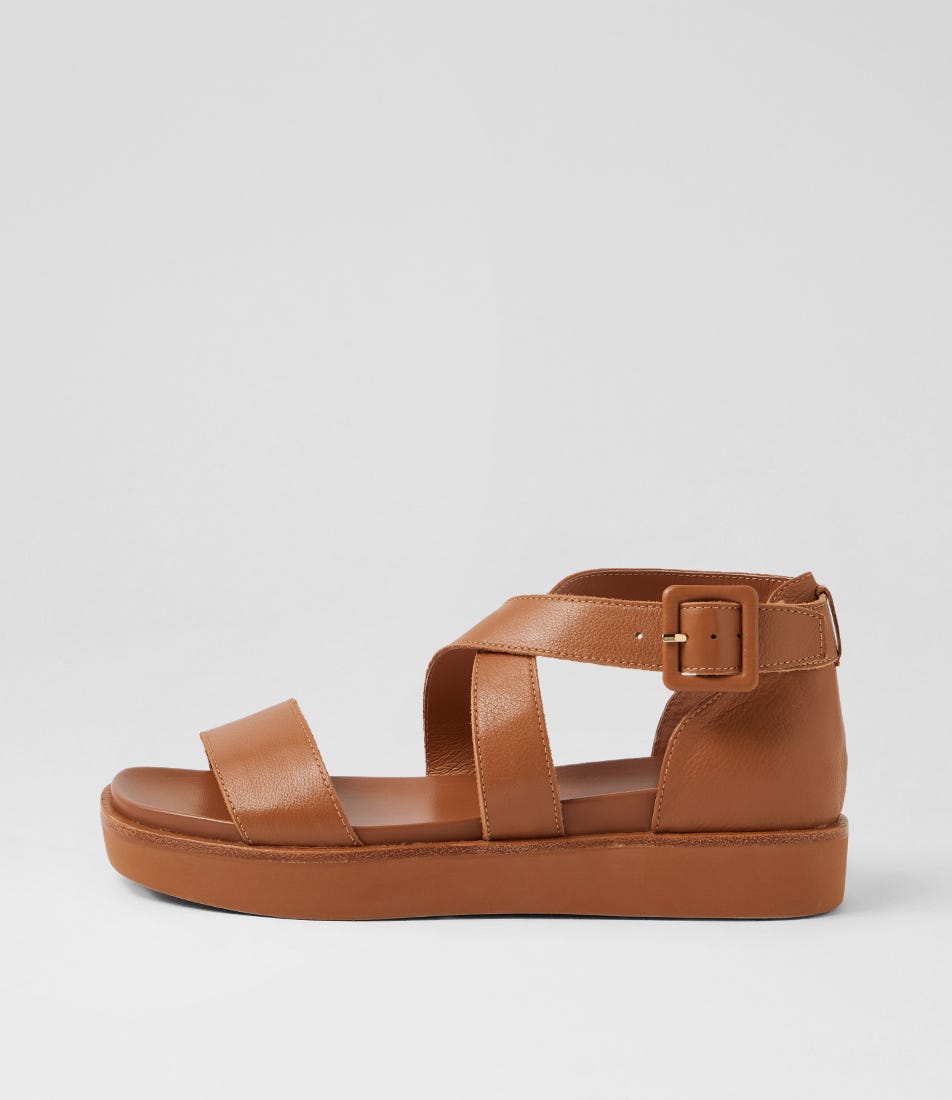 Zelick Dark Tan Leather Sandals