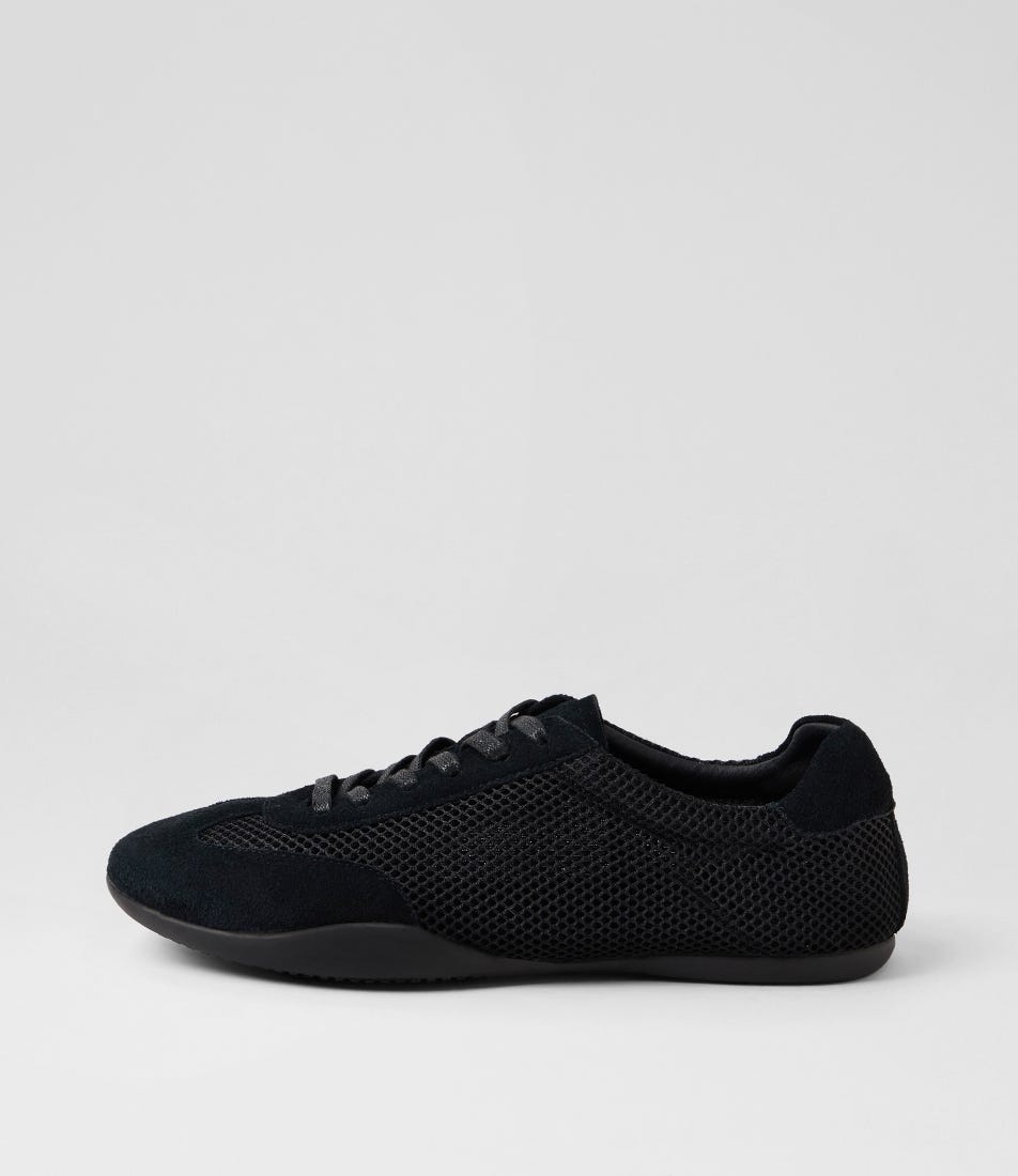 Zasizi Black Suede Mesh Sneakers