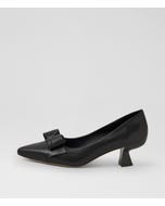 Lelahs Black Leather Pump Heels