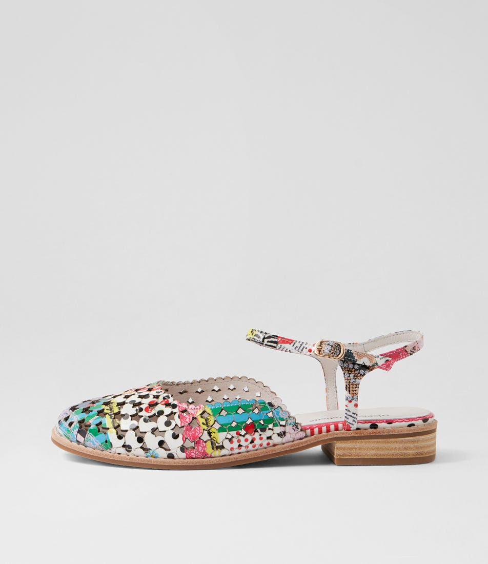 Andric Collage 2 Print Patent Leather Flat Shoes