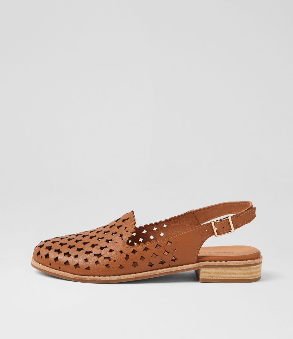 Anuli Dark Tan Leather Flat Shoes