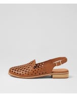 Anuli Dark Tan Leather Flat Shoes