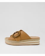 Antigone Dark Tan Leather Slides